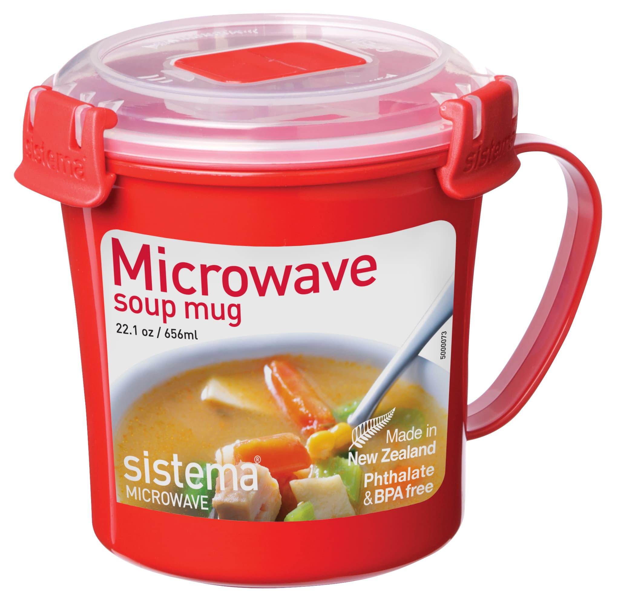 كوب شوربة MICROWAVE أحمر